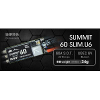 Dual Sky SUMMIT 60 SLIM U6 60Amp 2-6S Lipo Brushless ESC, 6V 5Amp UBEC Slim Glider ESC F5J 34g With Wire 57x17x7.1mm