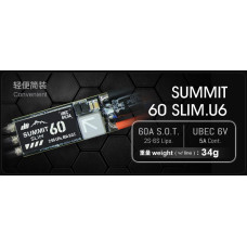 Dual Sky SUMMIT 60 SLIM U6 60Amp 2-6S Lipo Brushless ESC, 6V 5Amp UBEC Slim Glider ESC F5J 34g With Wire 57x17x7.1mm