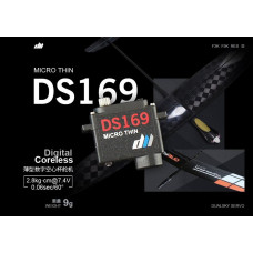 Dual Sky DS169 Micro Thin Metal Gear 2.8kg, 0.06sec HV 7.4v Servo 9g 23.5x8.5x24mm Suit gliders, F5K, F5J, e-RES