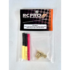 Gold 3.5mm Male/Female Brushless Motor/ESC Bullet Plug set 3pcs with Heat Shrink by RC Pro Gold 3.5mm Male/Female Brushless Motor/ESC Bullet Plug set 3pcs with Heat Shrink by RC Pro